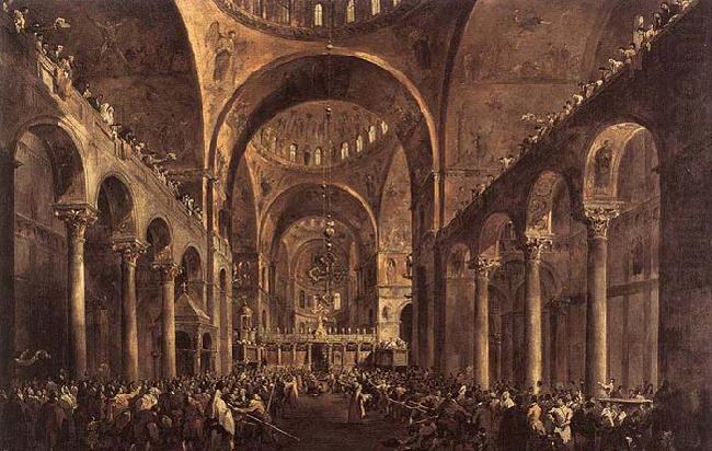GUARDI, Francesco Doge Alvise IV Mocenigo Appears to the People in St Mark's Basilica in 1763 china oil painting image